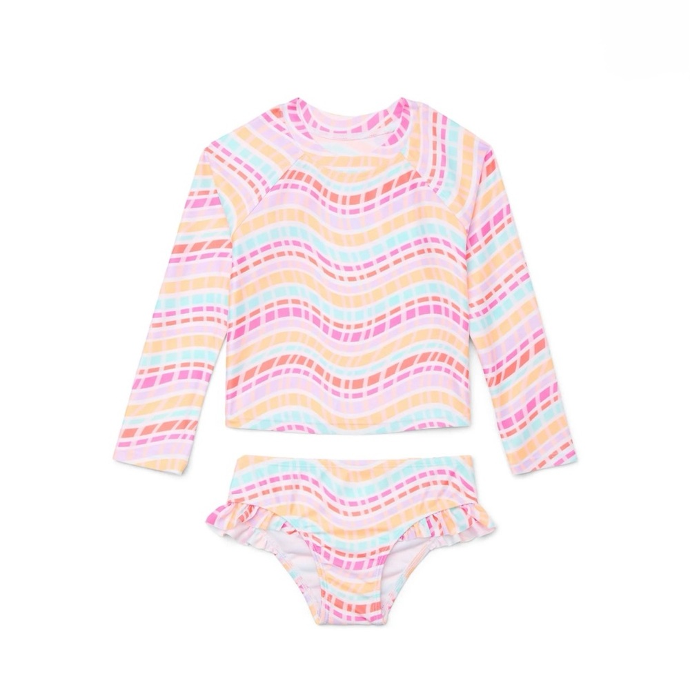 NWT 2-Piece Long-Sleeve Swim Brief Set for Babies and Toddlers, Size: 2T